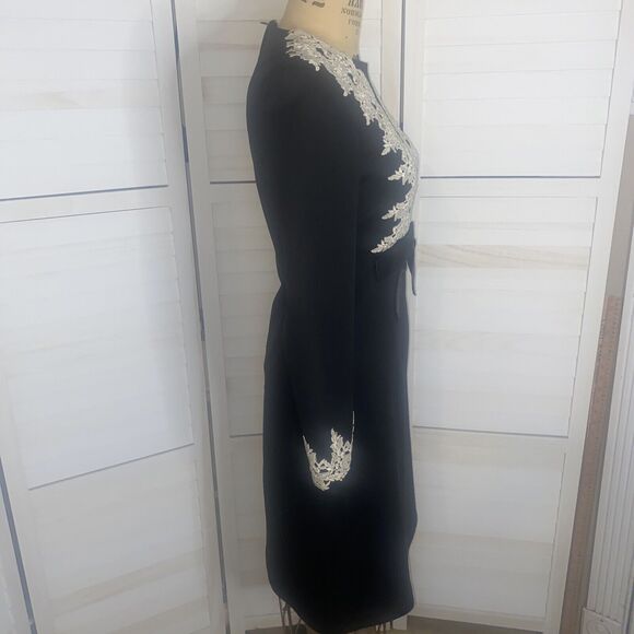 Vintage 60s 70s Handmade Women's Dress Formal Back Polyester w/ Appliques Medium - Picture 6 of 9